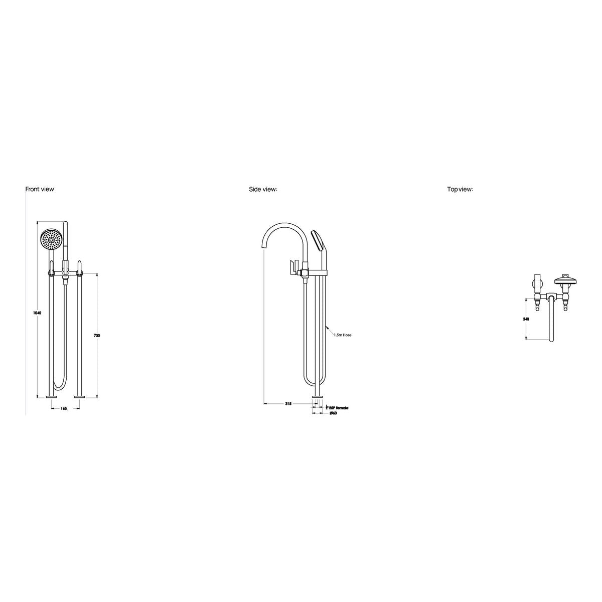 Brodware City Plus Bath Mixer With Handshower III, B Lever
