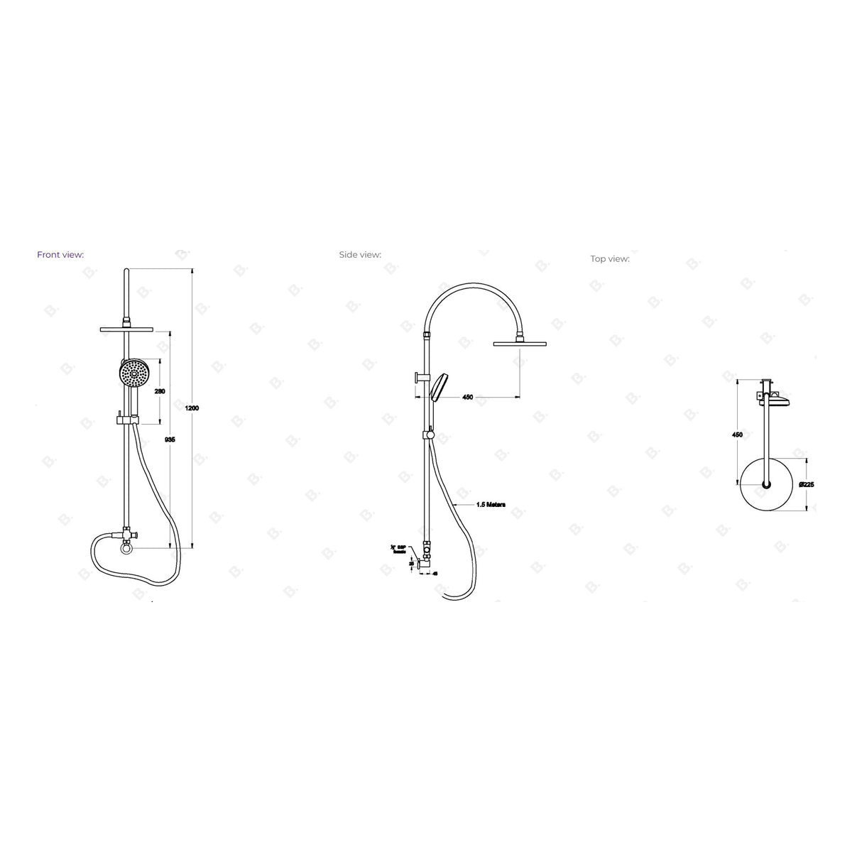 Brodware City Plus Shower With 225mm Rose & Multi-Function Handshower