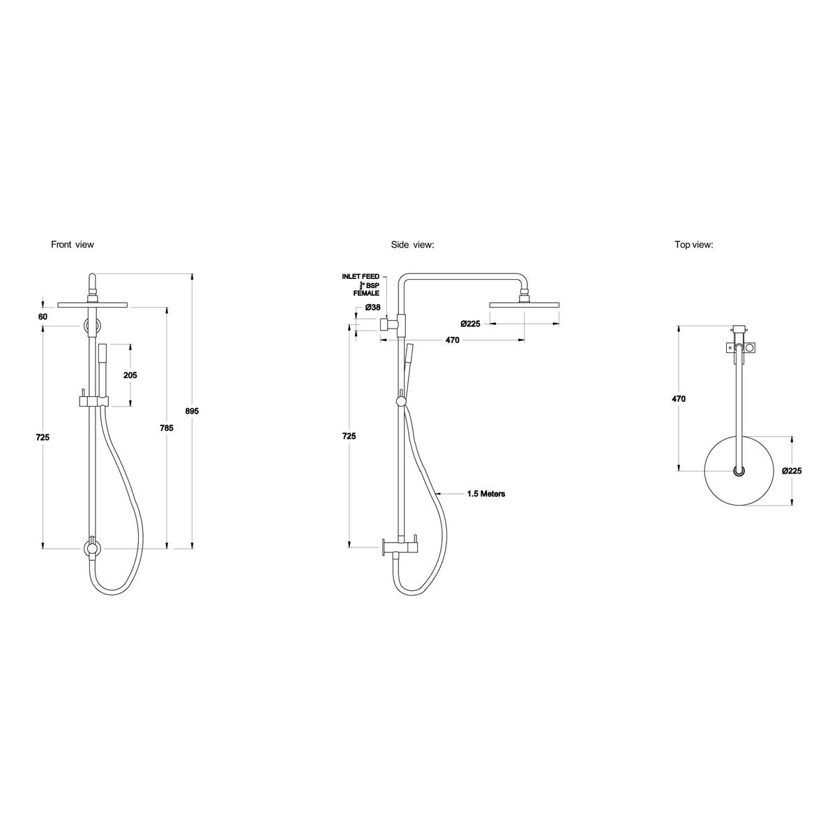 Brodware City Plus Shower 225mm Rose & Handshower