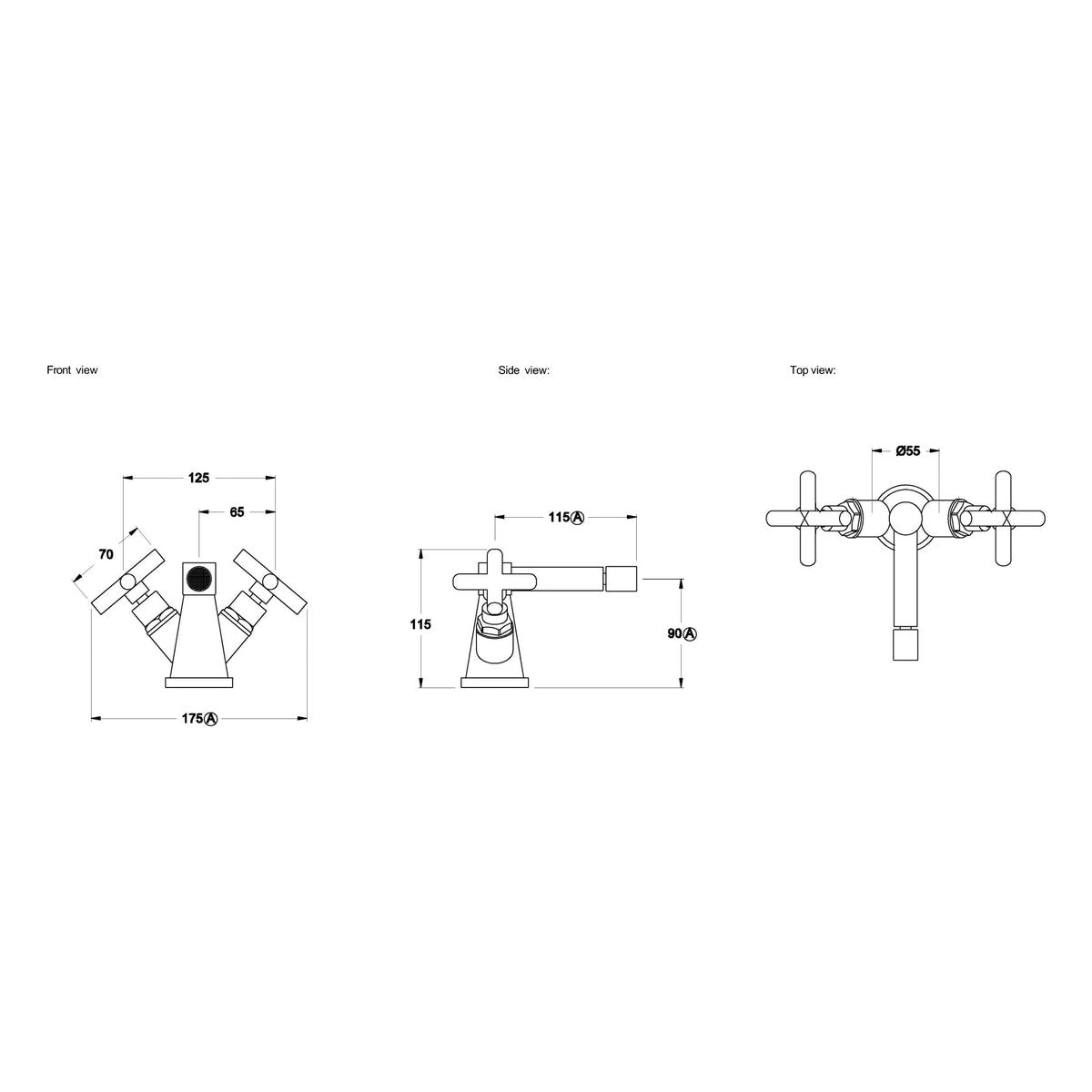 Brodware City Plus Bidet Mixer, Cross Handle