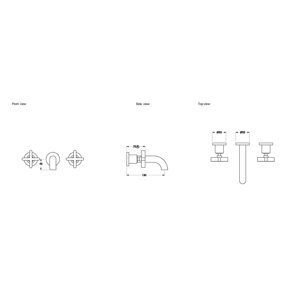 Brodware City Que 150mm Wall Set, Cross Handle