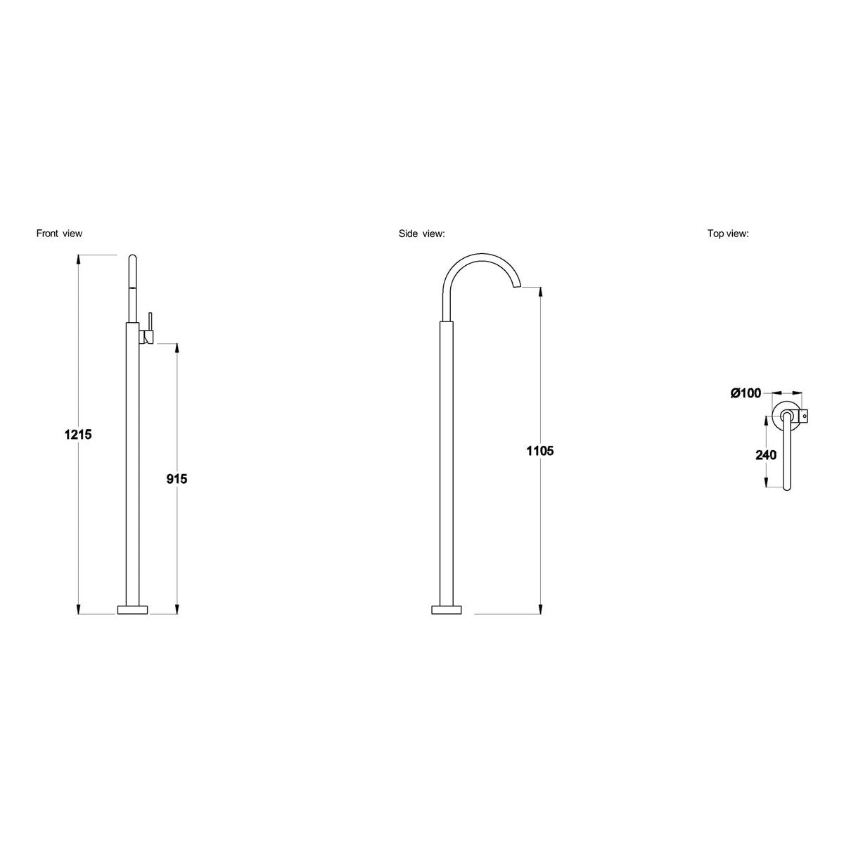Brodware City Stik 240mm Bath Mixer