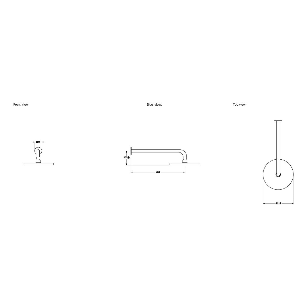 Brodware City Stik 225mm Shower Rose & Arm