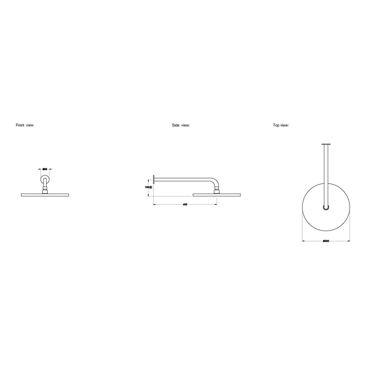 Brodware City Stik 300mm Shower Rose & Arm