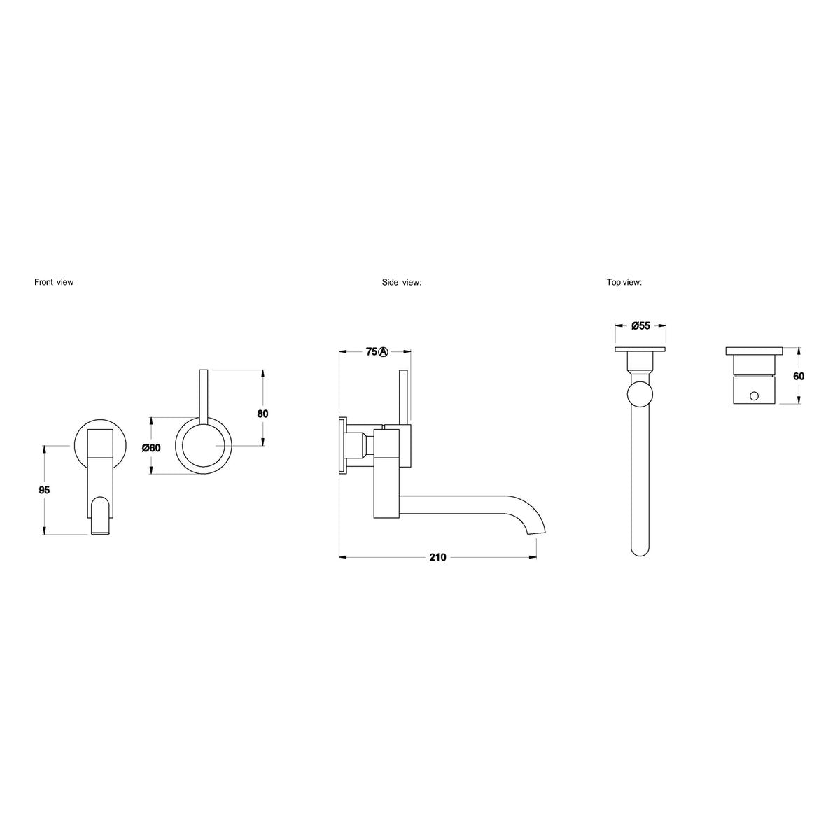 Brodware City Stik 210mm Wall Mixer Set III