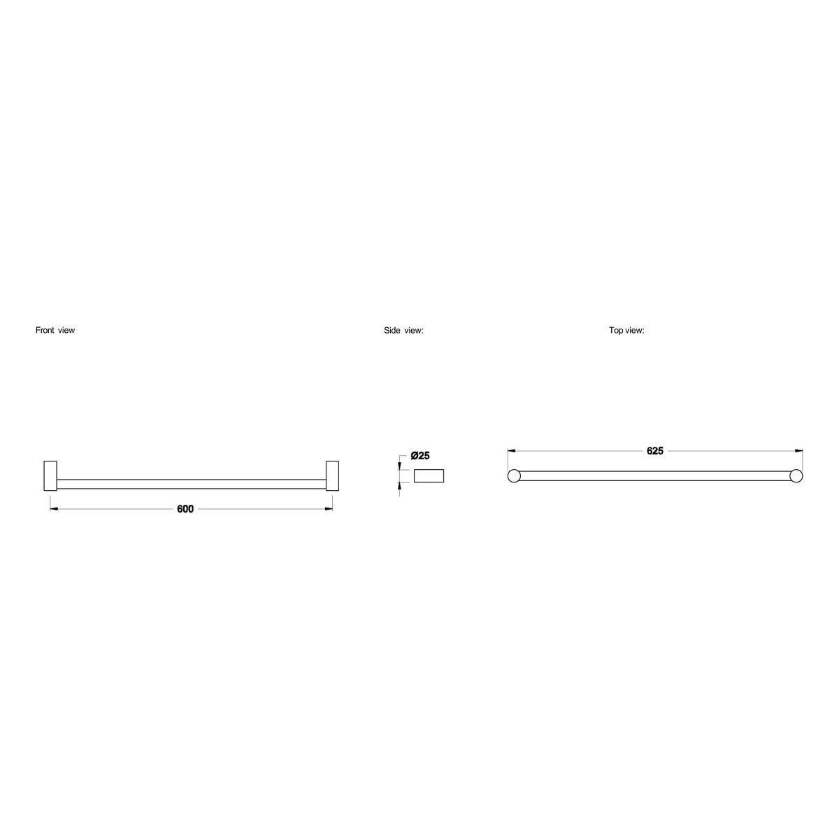 Brodware City Stik Single Towel Rail 600mm