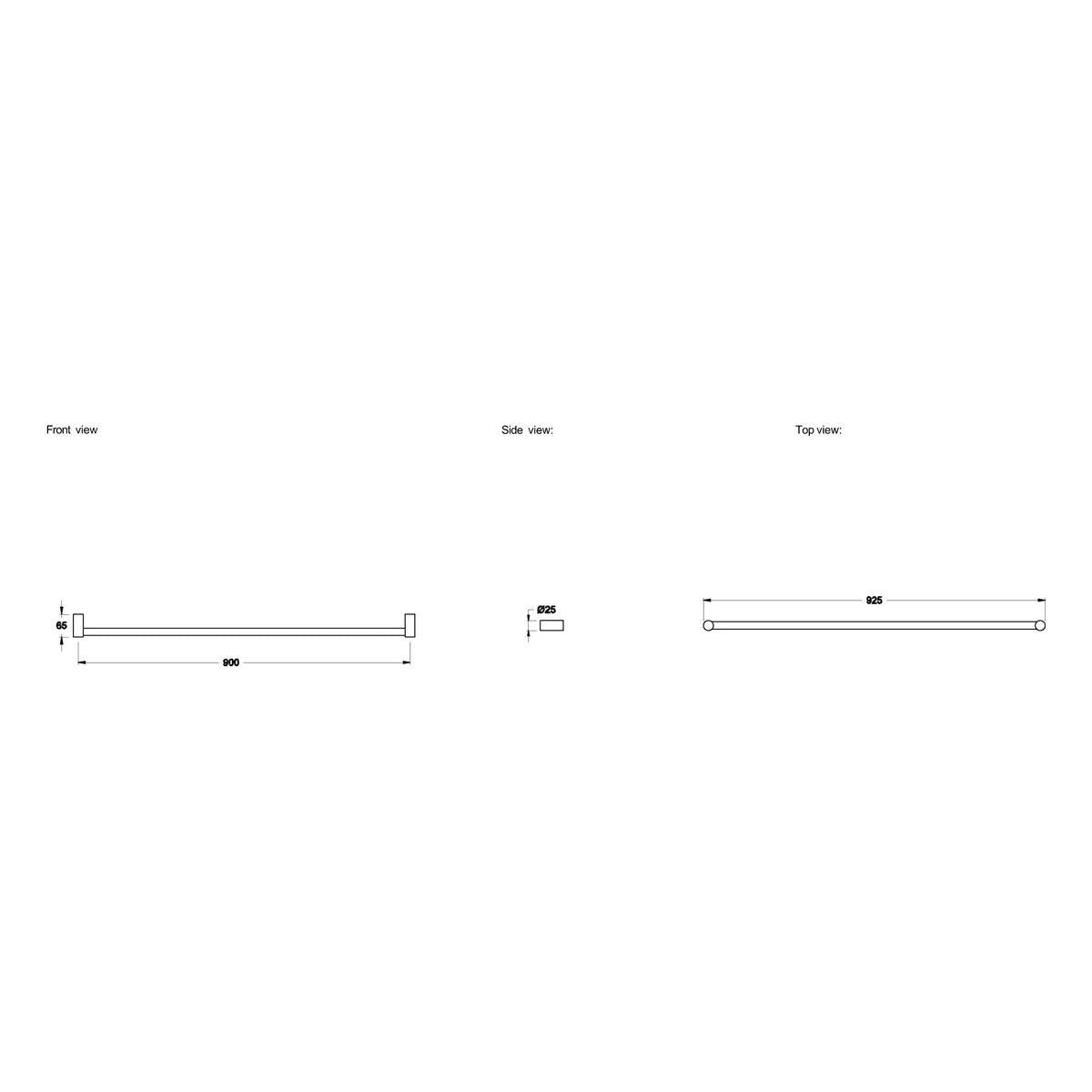 Brodware City Stik Single Towel Rail 900mm