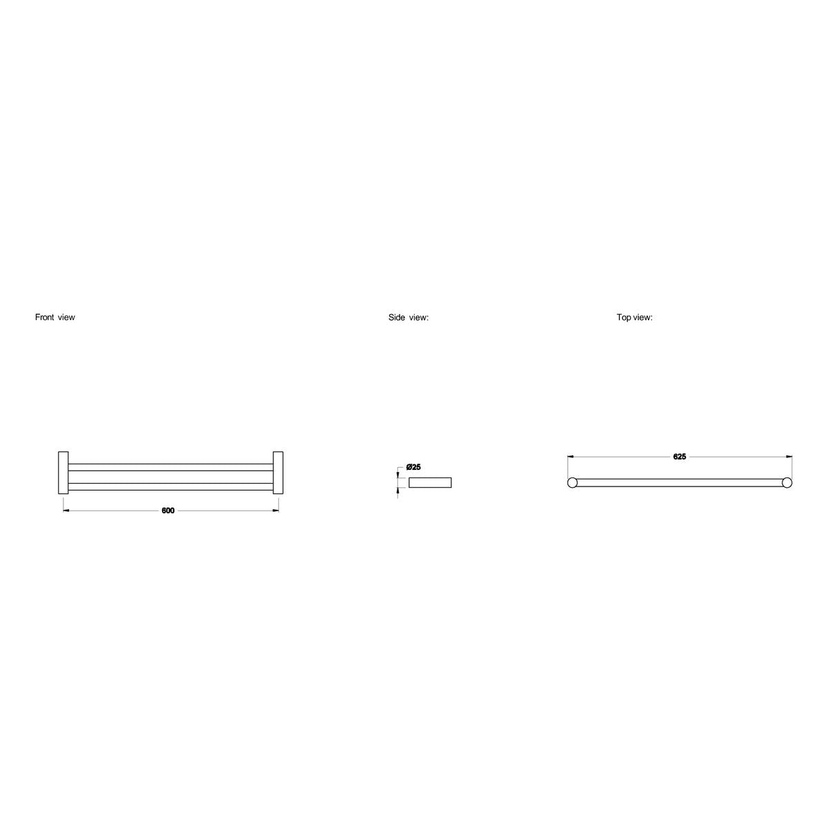 Brodware City Stik Double Towel Rail 600mm