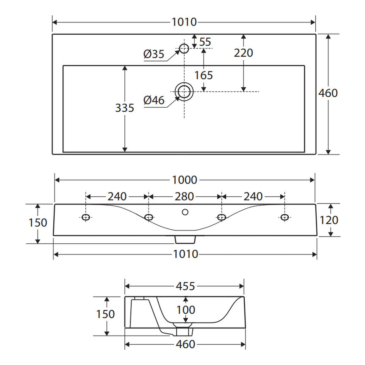 Fienza RAK Des 101 Wall Basin, 1 Tap Hole