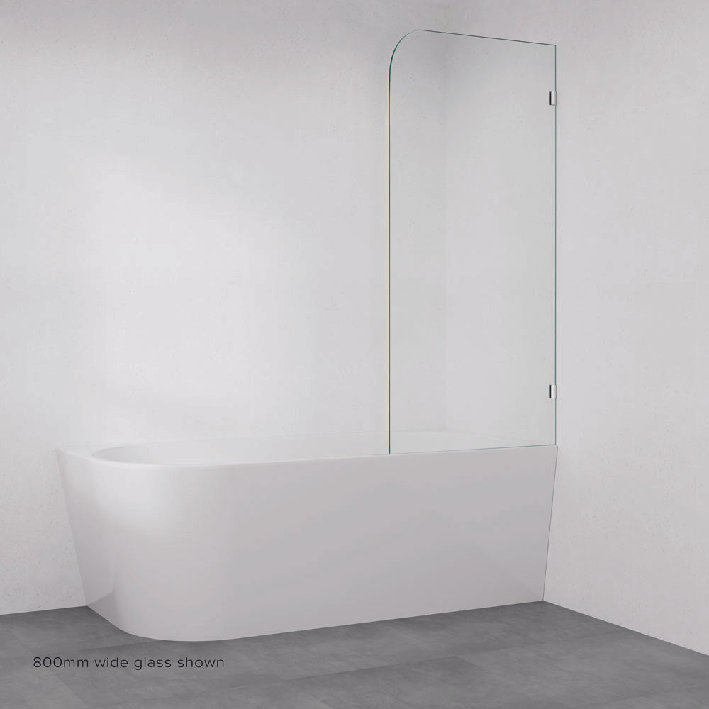 Fienza Curved Edge Fixed Frameless Glass Bath Panel, Chrome, 700mm