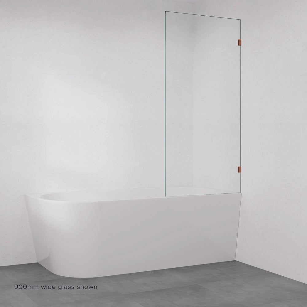 Fienza Rectangular Fixed Frameless Glass Bath Panel, Brushed Copper, 700mm