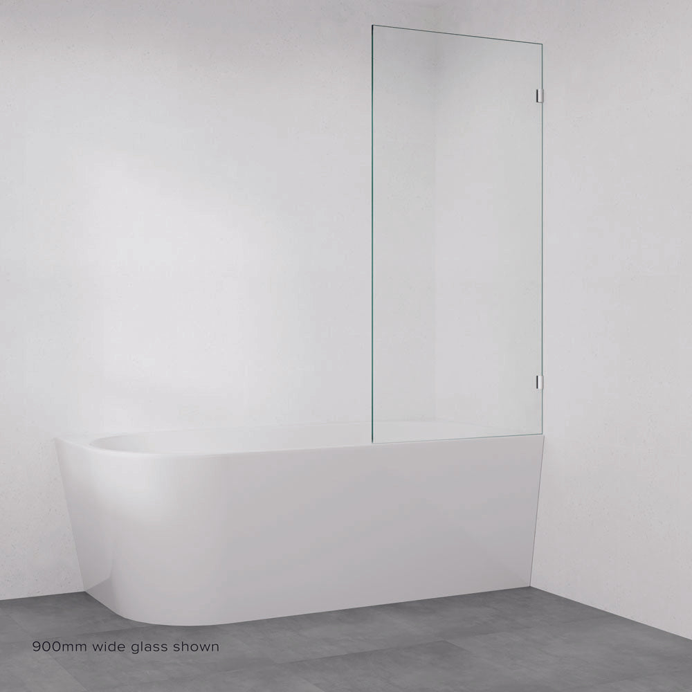 Fienza Rectangular Fixed Frameless Glass Bath Panel, Chrome, 900mm