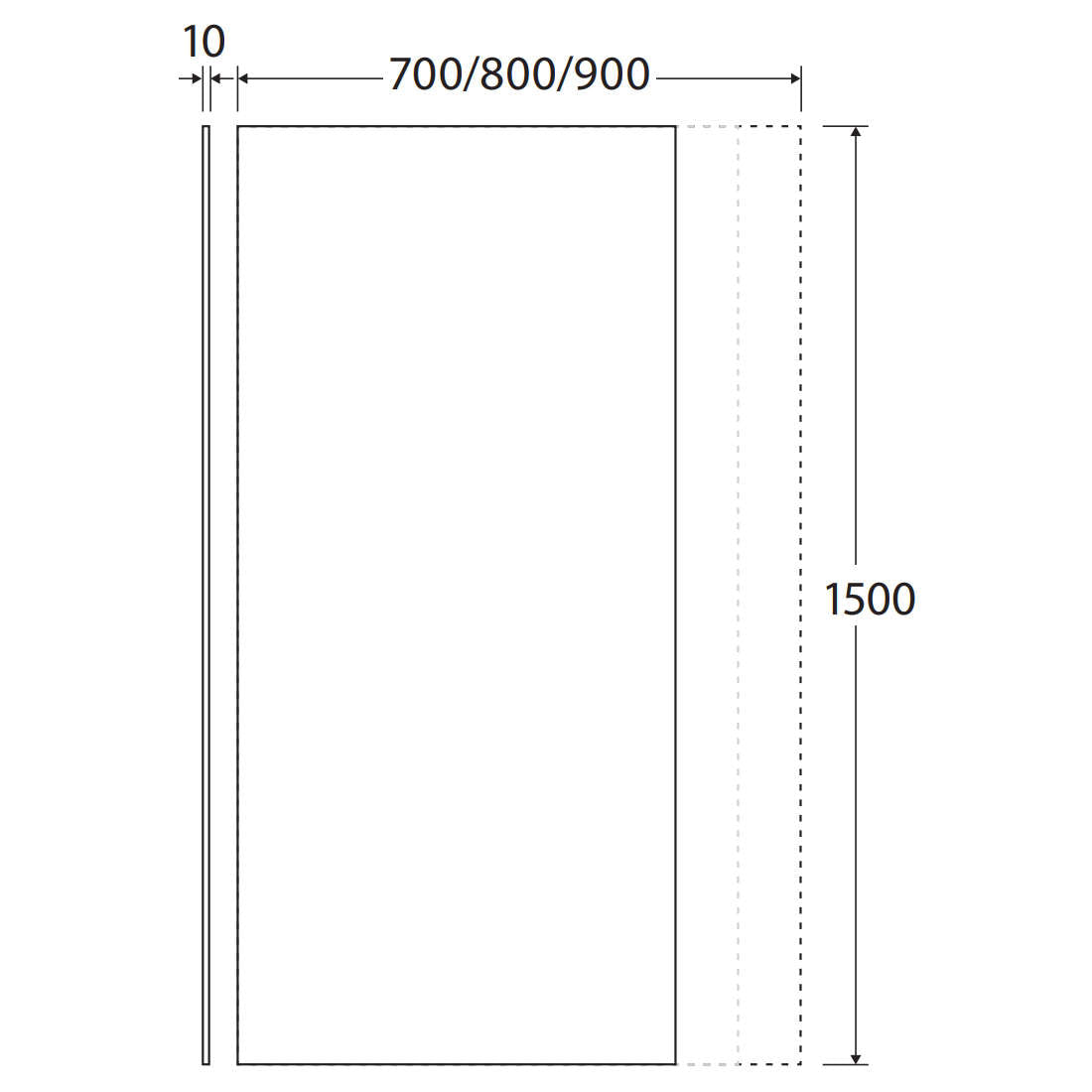 Fienza Rectangular Fixed Frameless Glass Bath Panel, Gun Metal, 800mm