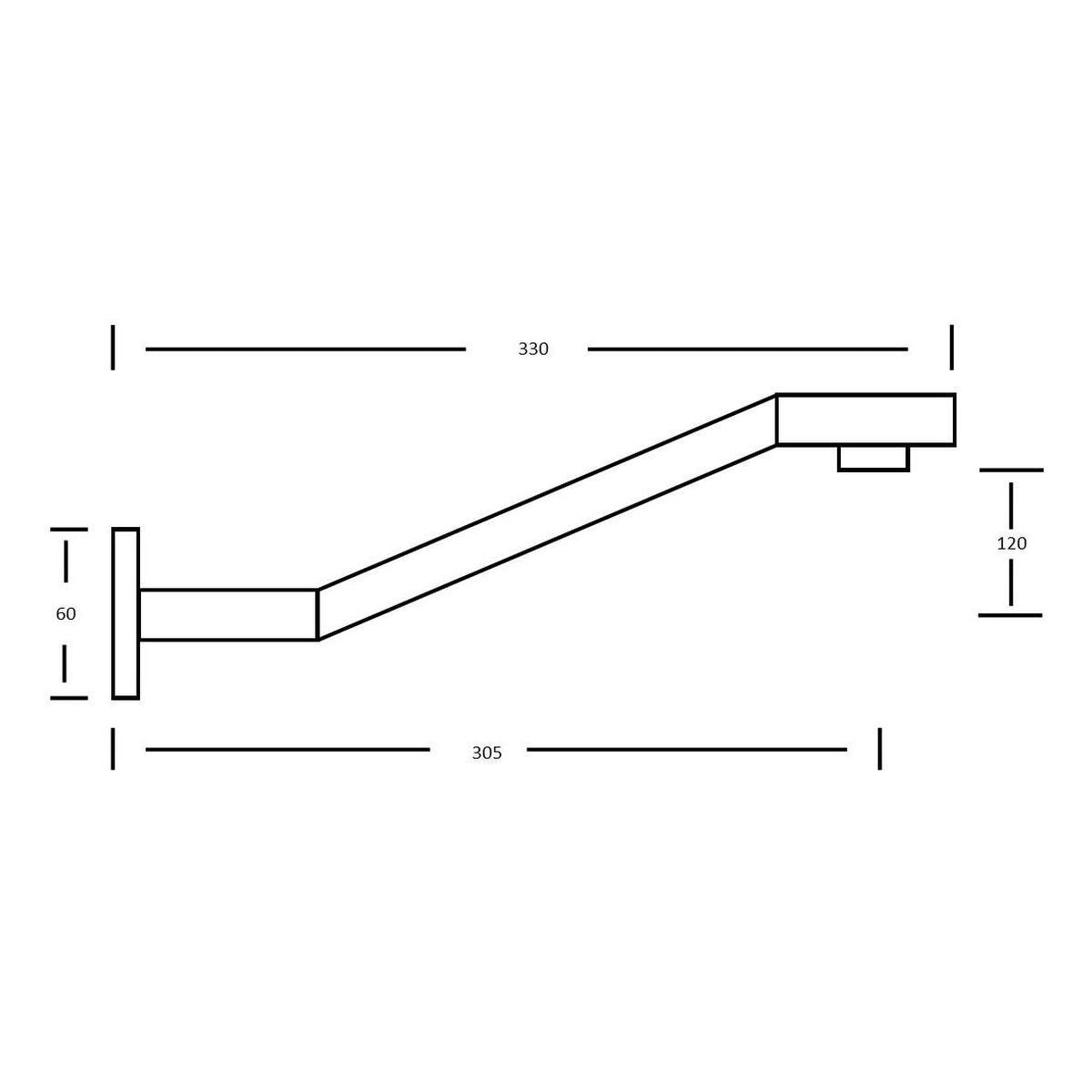 Kiato Raised Wall Arm 330mm Chrome