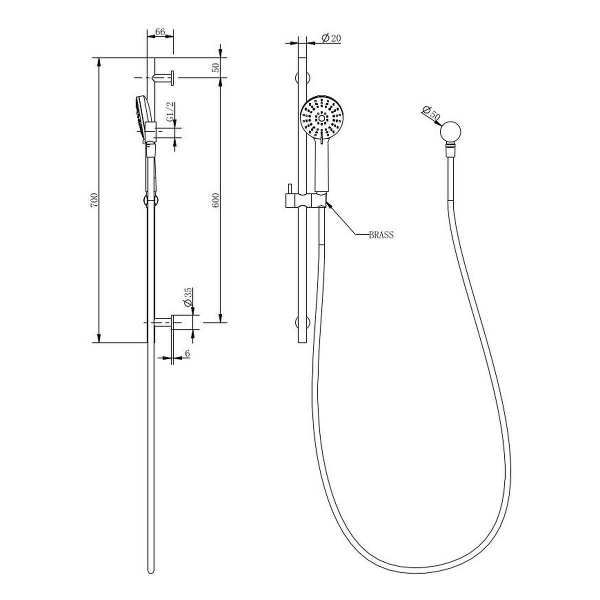 Finesa Rail Shower Modern Brass