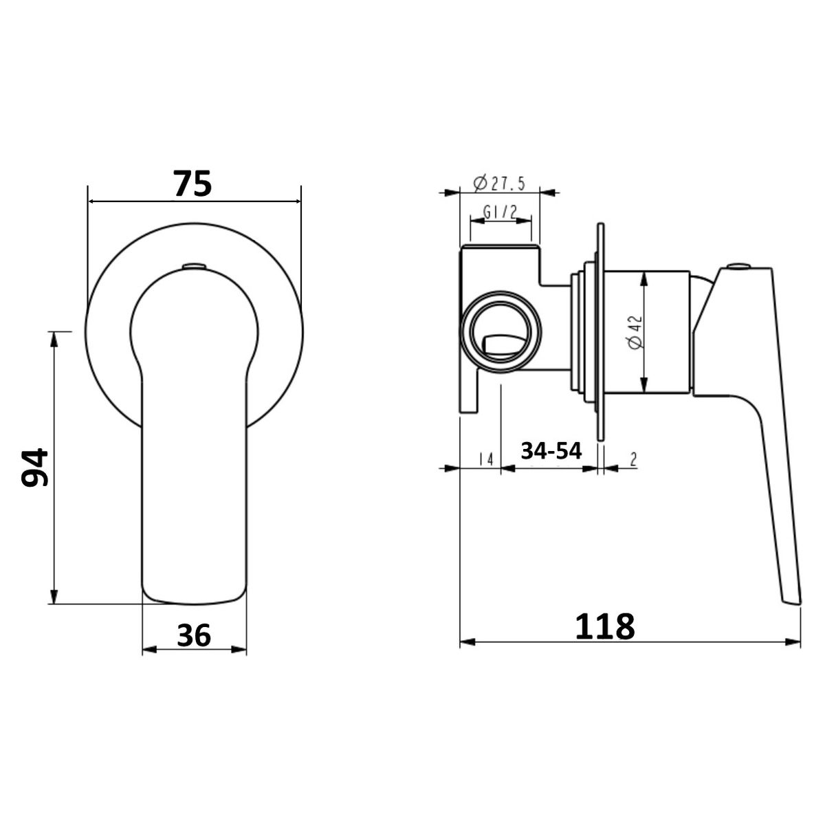 Millennium Akemi Shower Mixer - Modern Brass