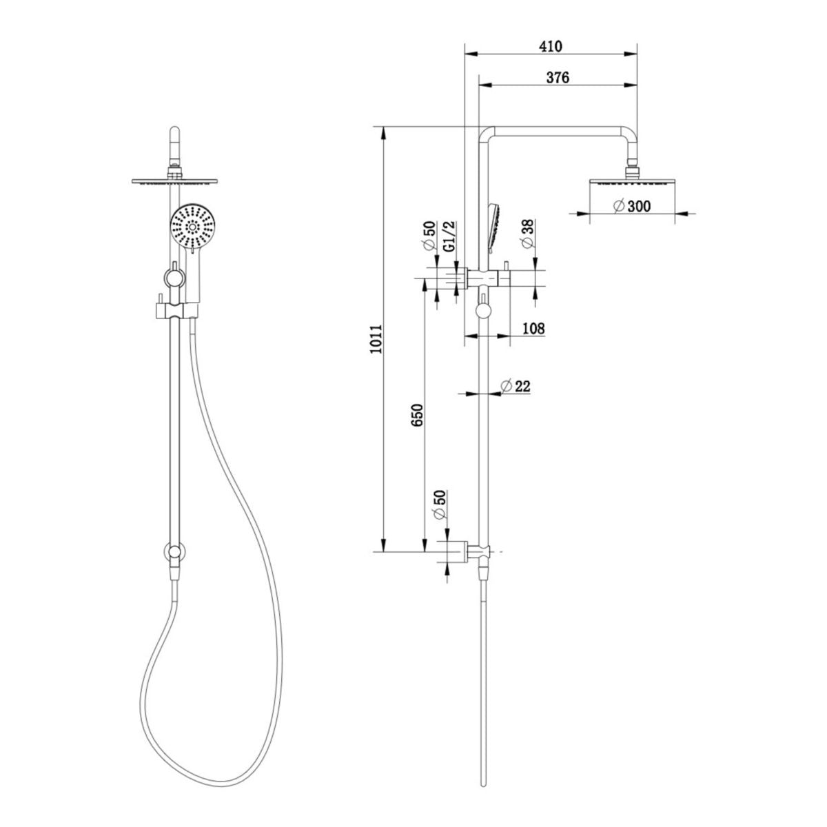 Millennium Akemi 300 Combination Shower, Chrome