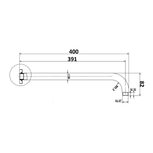 Akemi Wall Shower Arm 400mm Chrome
