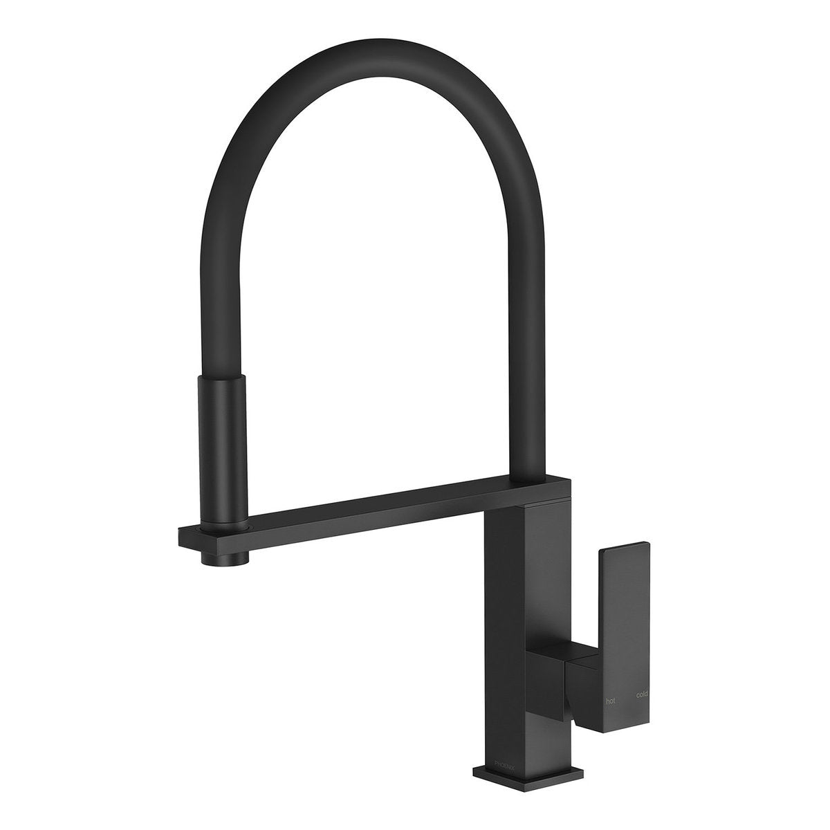 Phoenix Vezz Flexible Hose Sink Mixer 220mm Squareline, Lead Free, Matte Black