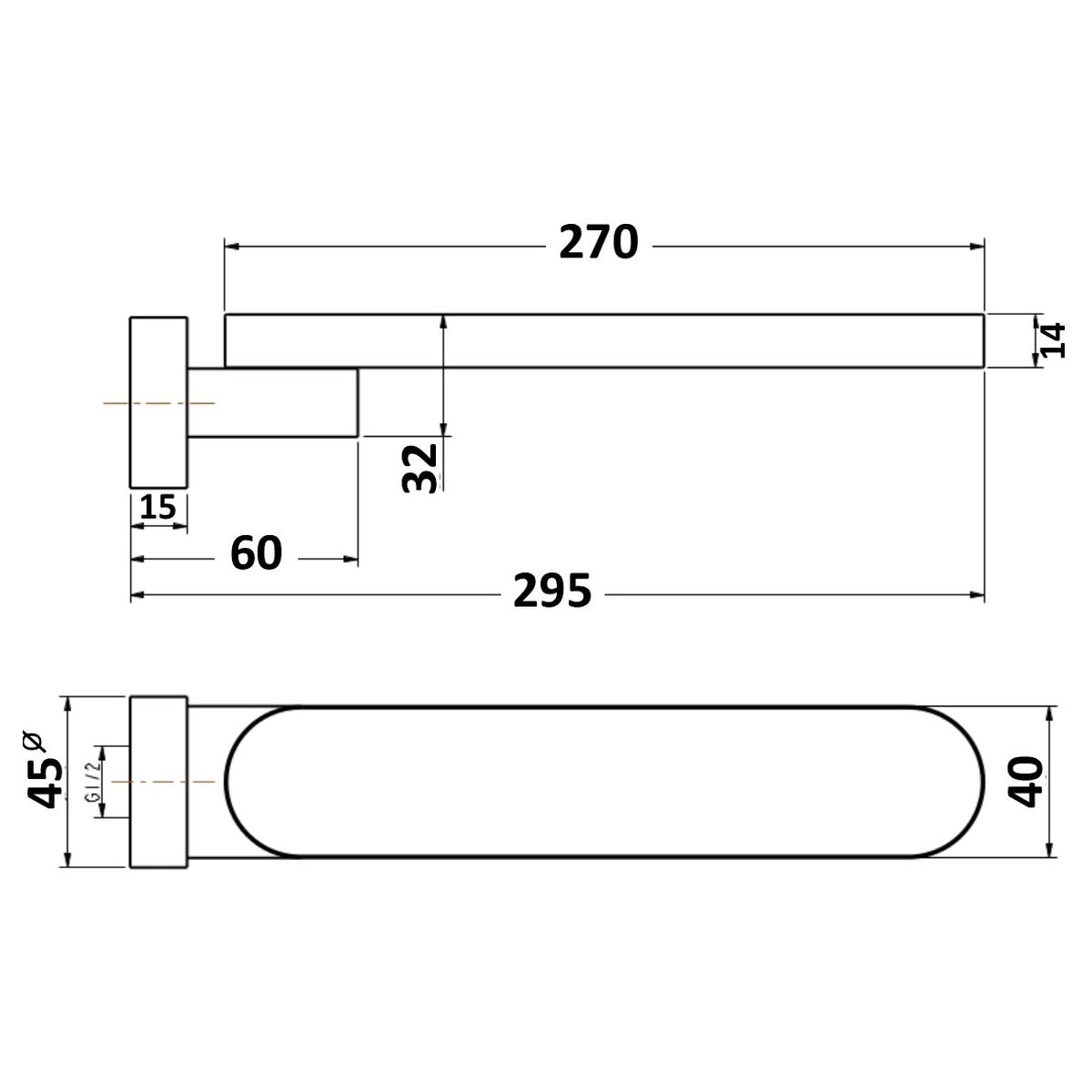 Kiato Bath Spout 295mm - Modern Brass