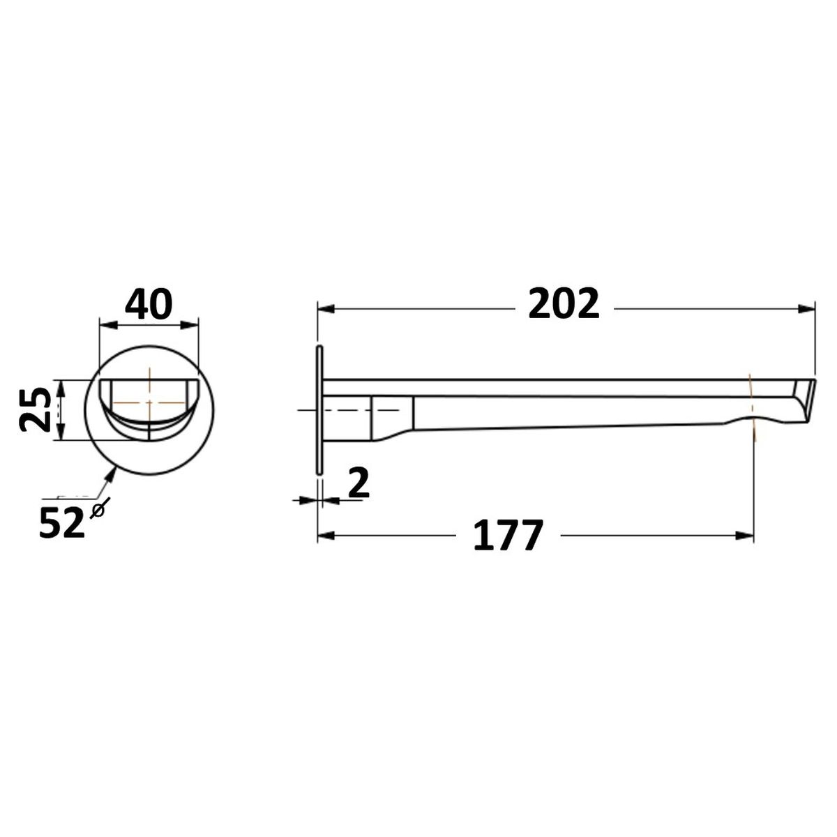 Akemi Bath Spout 180mm - Modern Brass