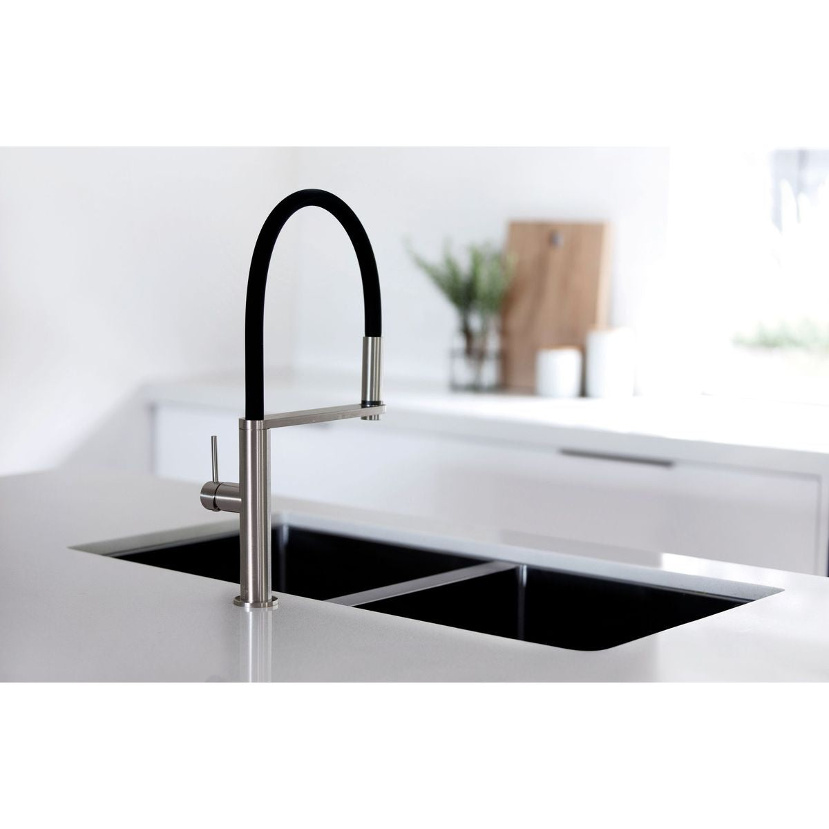 Blix Flexible Hose Sink Mixer Round - Brushed Nickel, Lead Free