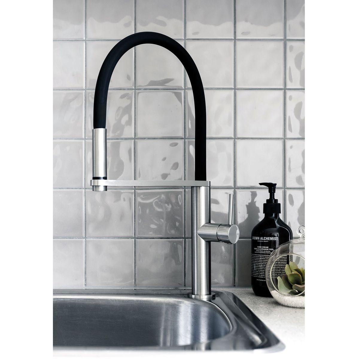 Blix Flexible Hose Sink Mixer Round - Brushed Nickel, Lead Free