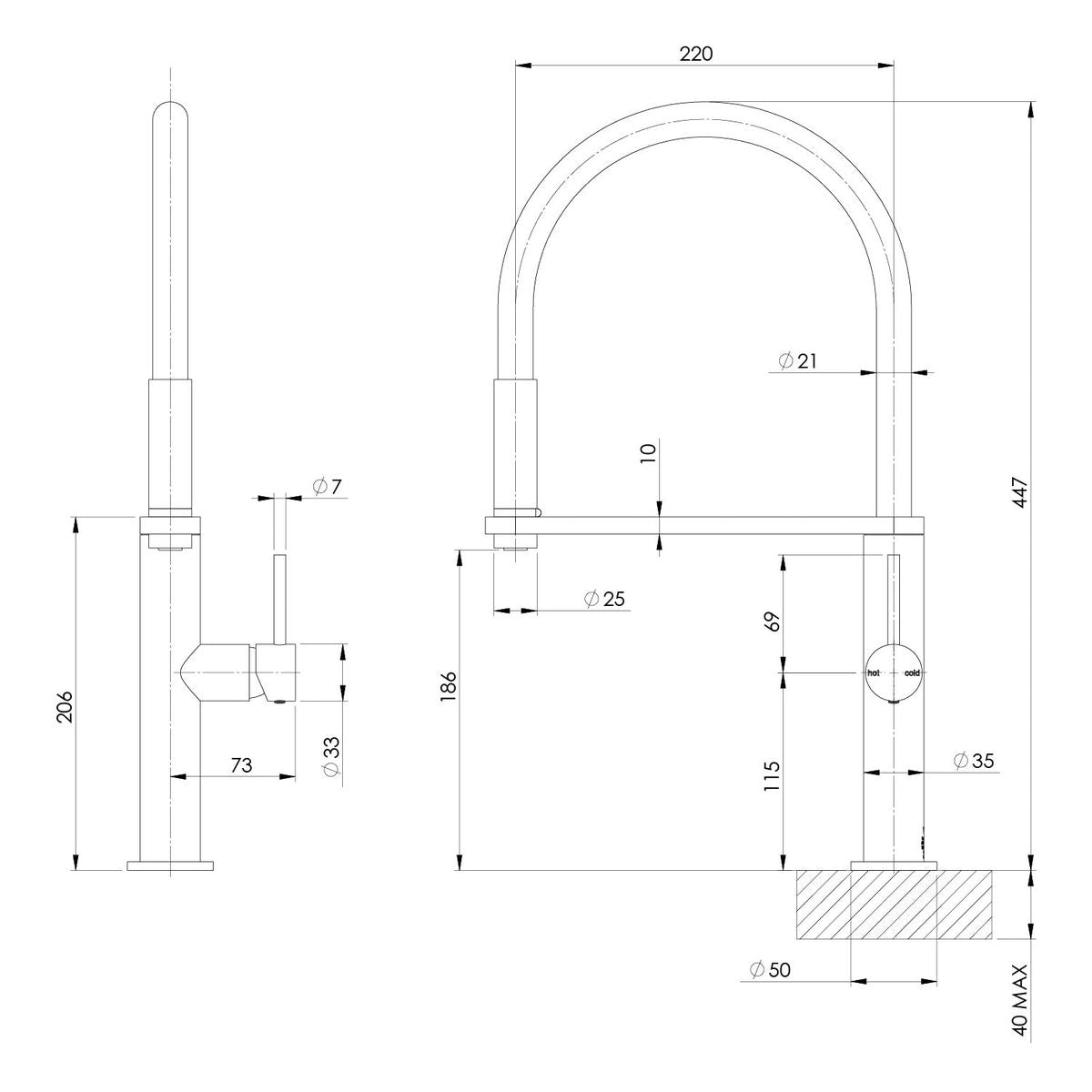 Blix Flexible Hose Sink Mixer Round - Brushed Nickel, Lead Free