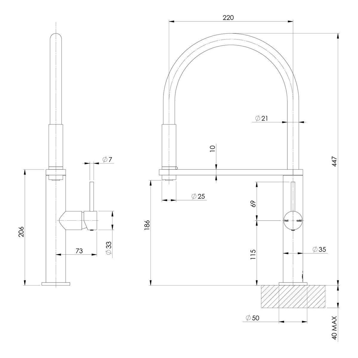 Blix Flexible Hose Sink Mixer, Lead Free - Chrome