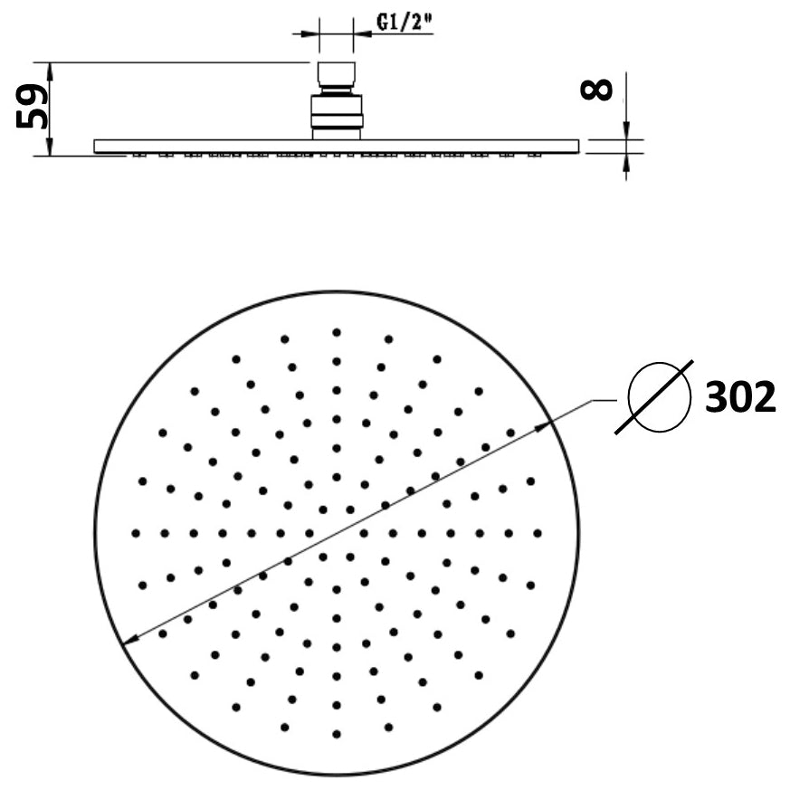 Millennium Akemi 300mm Round Overhead Shower, Rosa