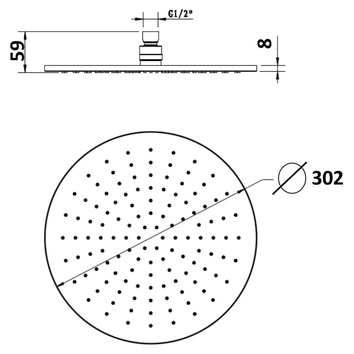 Millennium Akemi 300mm Round Overhead Shower, Gun Metal