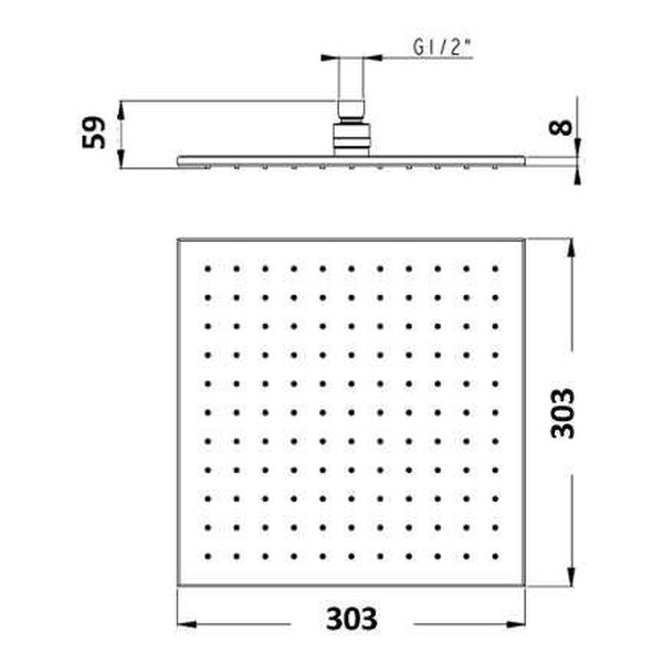 Kiato Brass Overhead Shower 10505 Chrome & Matte Black