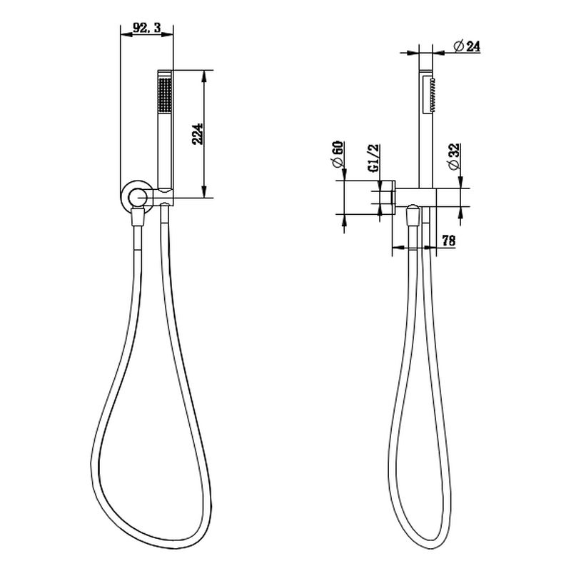 Cioso Hand Shower On Adjustable Bracket Gun Metal