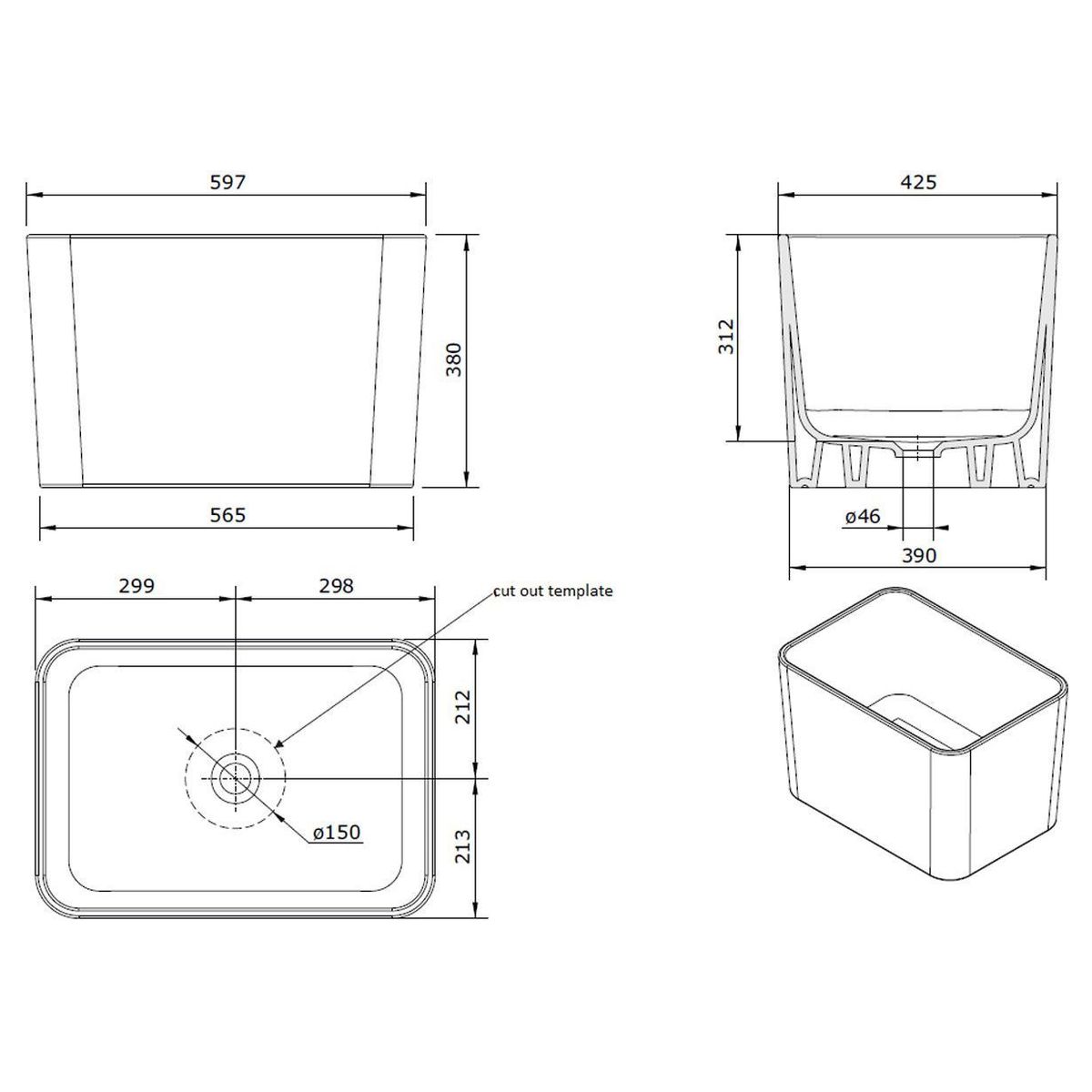 Tribo 60X42 Fireclay Sink
