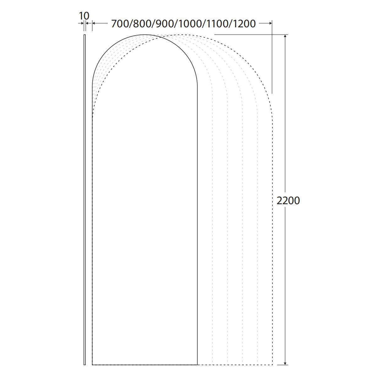 Fienza Arch Fixed Frameless Glass Shower Panel, Brushed Nickel, 800mm
