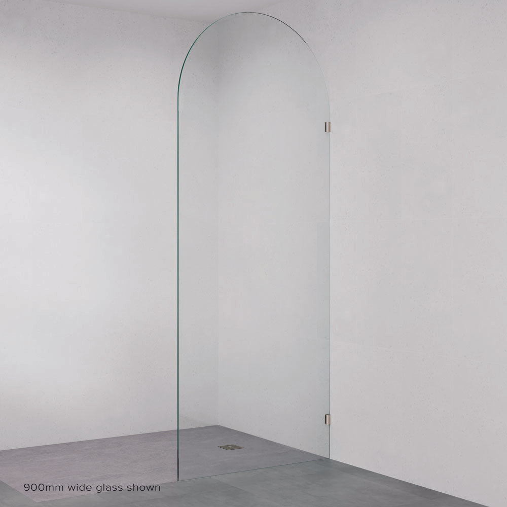 Fienza Arch Fixed Frameless Glass Shower Panel, Brushed Nickel, 1000mm