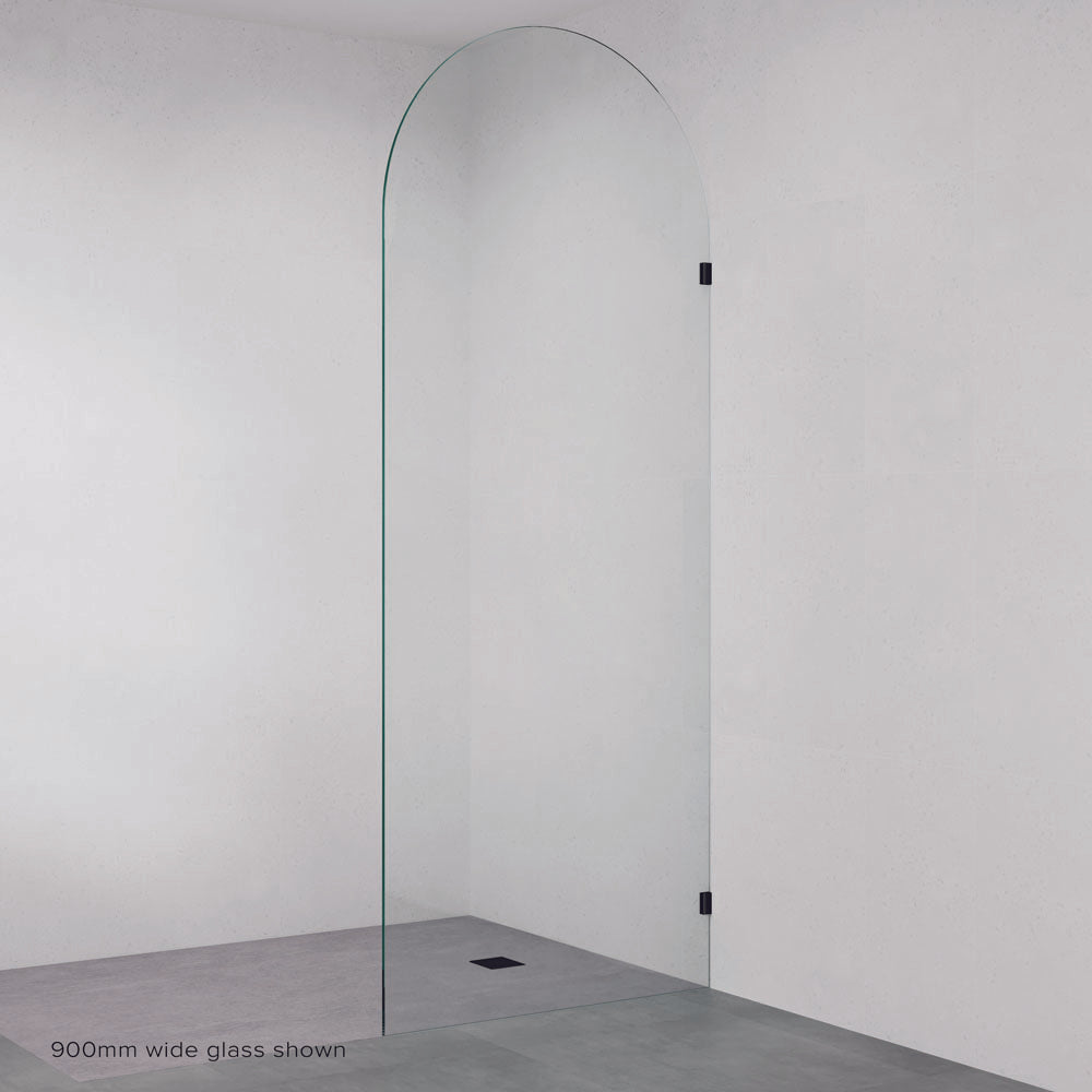 Fienza Arch Fixed Frameless Glass Shower Panel, Matte Black, 700mm