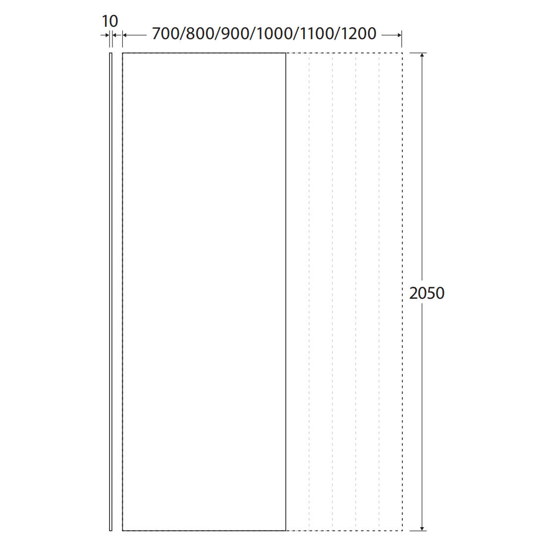 Fienza Rectangular Fixed Frameless Glass Shower Panel, Brushed Nickel, 1100mm