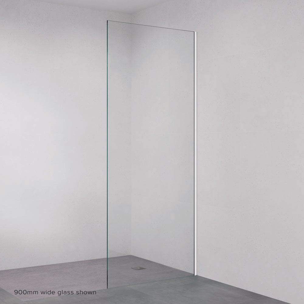 Fienza Rectangular Fixed Frameless Glass Shower Panel with Channel, Chrome, 1100mm