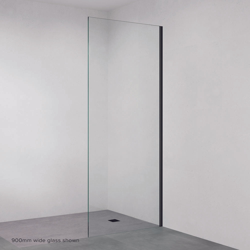 Fienza Rectangular Fixed Frameless Glass Shower Panel with Channel, Ma
