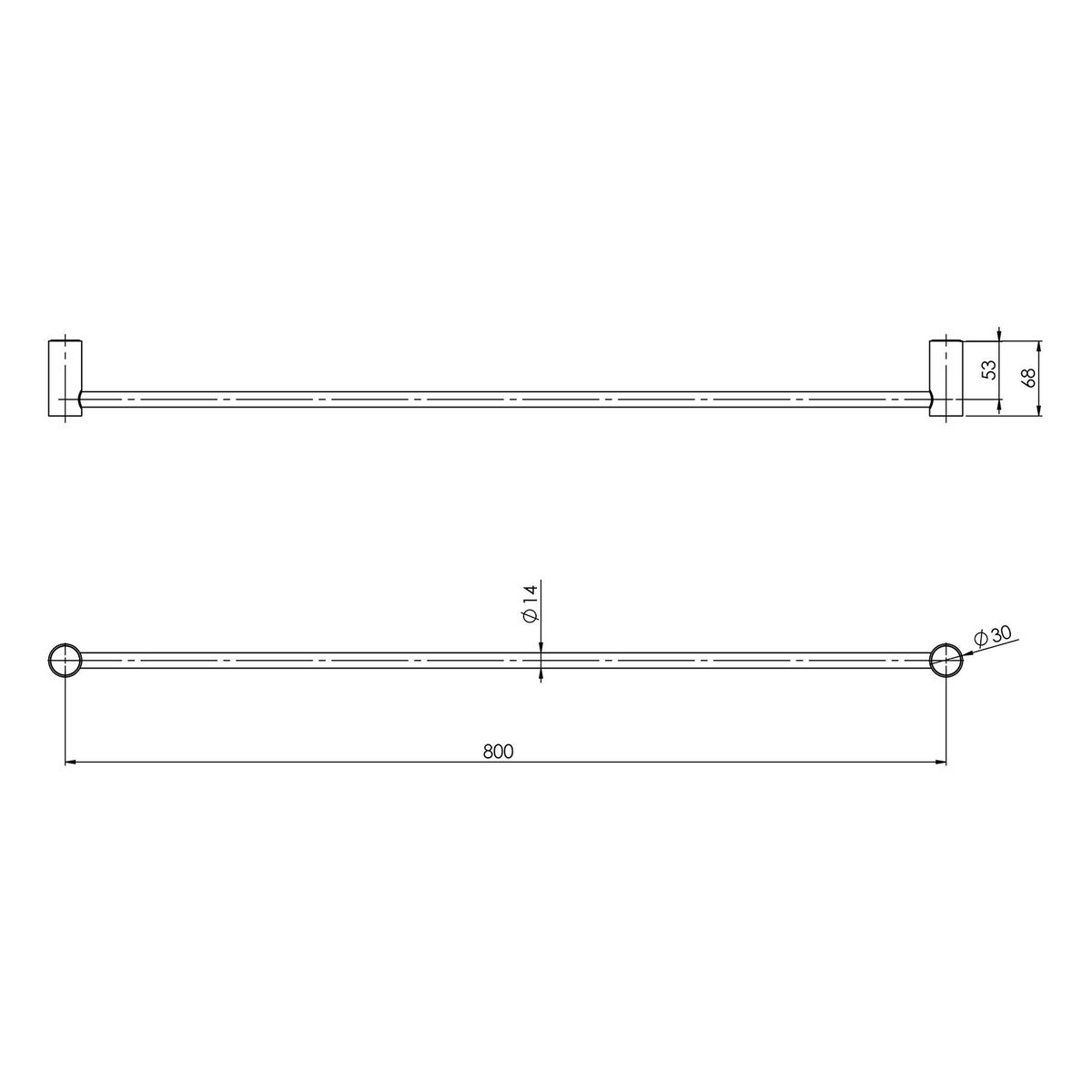 Vivid Slimline Single Towel Rail 800mm - Chrome