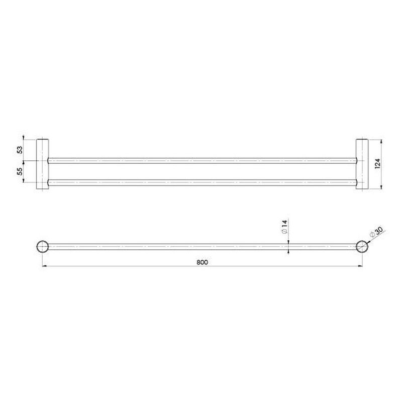 Vivid Slimline Double Towel Rail 800mm - Brushed Carbon
