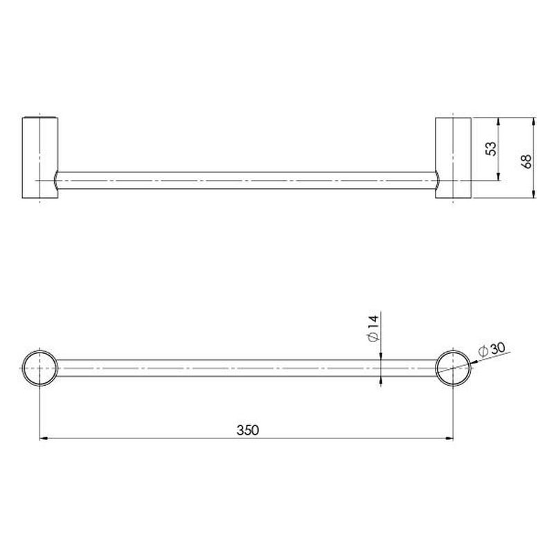 Vivid Slimline Hand Towel Rail 350mm - Chrome