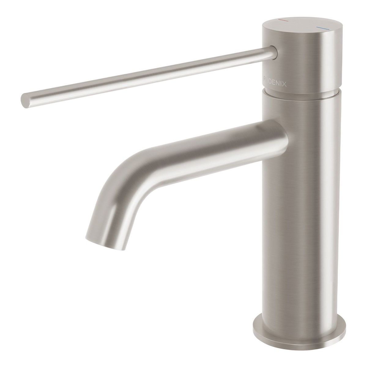 Vivid Slimline Basin Mixer Curved Outlet with Extended Lever - Brushed Nickel, Lead Free