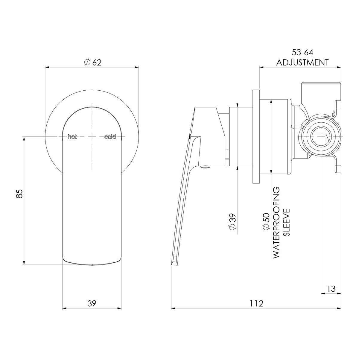 Phoenix Mekko SwitchMix Wall Mixer Round Plate (Complete Kit) - Lead Free, Brushed Carbon
