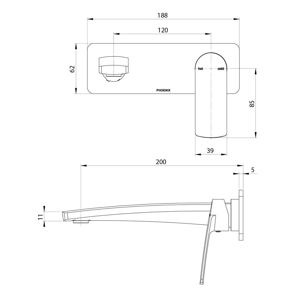 Mekko SwitchMix Wall Basin / Bath Mixer Set 200mm Fit-Off Kit - Brushed Nickel - Lead Free