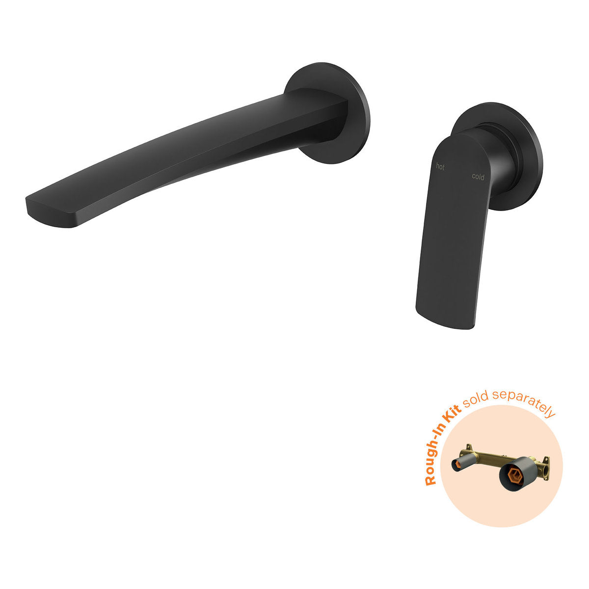 Phoenix Mekko SwitchMix Wall Basin/Bath Mixer Set 200mm Round Plates (Fit-Off Kit Only) - Lead Free, Matte Black