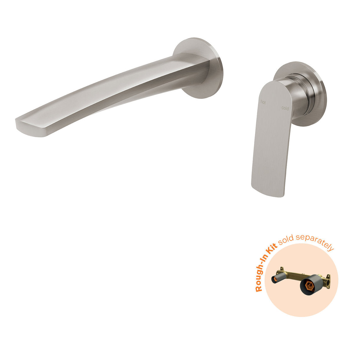 Phoenix Mekko SwitchMix Wall Basin/Bath Mixer Set 200mm Round Plates (Fit-Off Kit Only) - Lead Free, Brushed Nickel