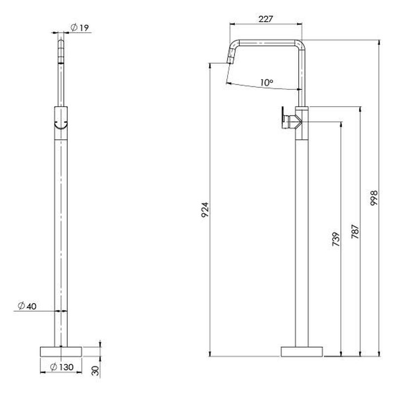 Mekko Floor Mounted Bath Mixer - Brushed Nickel