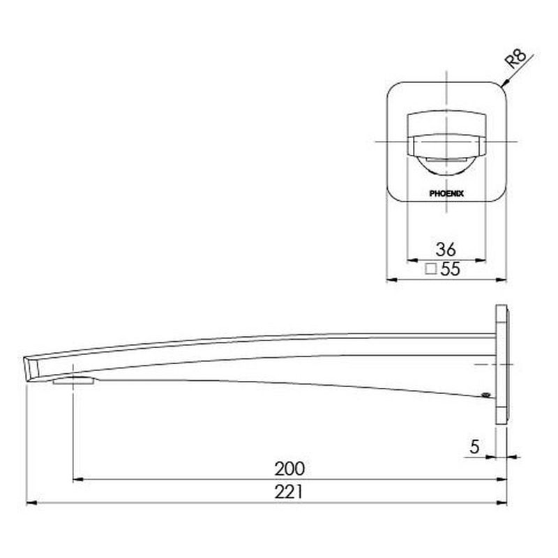 Phoenix Mekko Wall Basin Outlet 200mm, Lead Free - Brushed Nickel